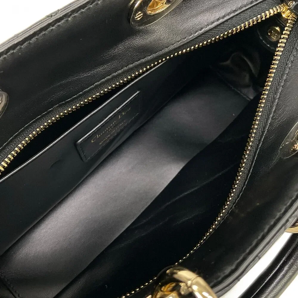 Christian Dior Lady D-Joy Bag Small/Lady D-Joy Handbag Black Gold
